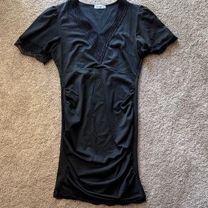 Elegant Black Lace Trim Dress